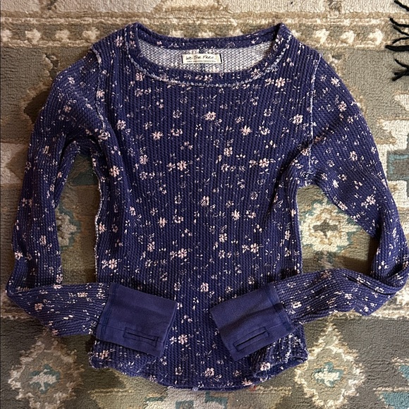 We the Free / free people long sleeved ribbed Cotton floral print top size large - Picture 1 of 6